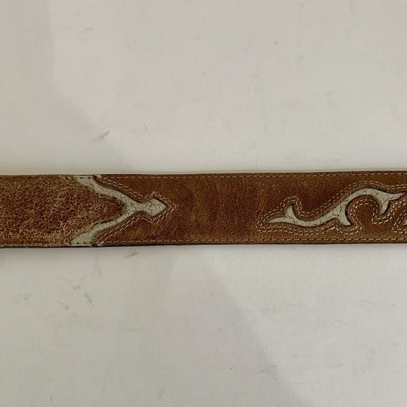 Justin Western Leather Belt Size 36 Brown Concho Star Inlay Cowboy 90's Western - Picture 10 of 16